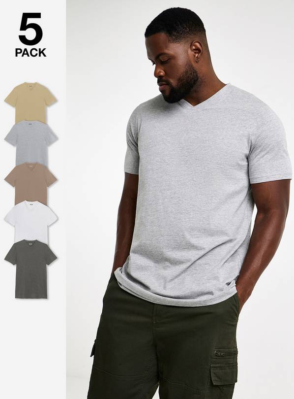 JACAMO 5 Pack V Neck T-Shirt Extra Long L